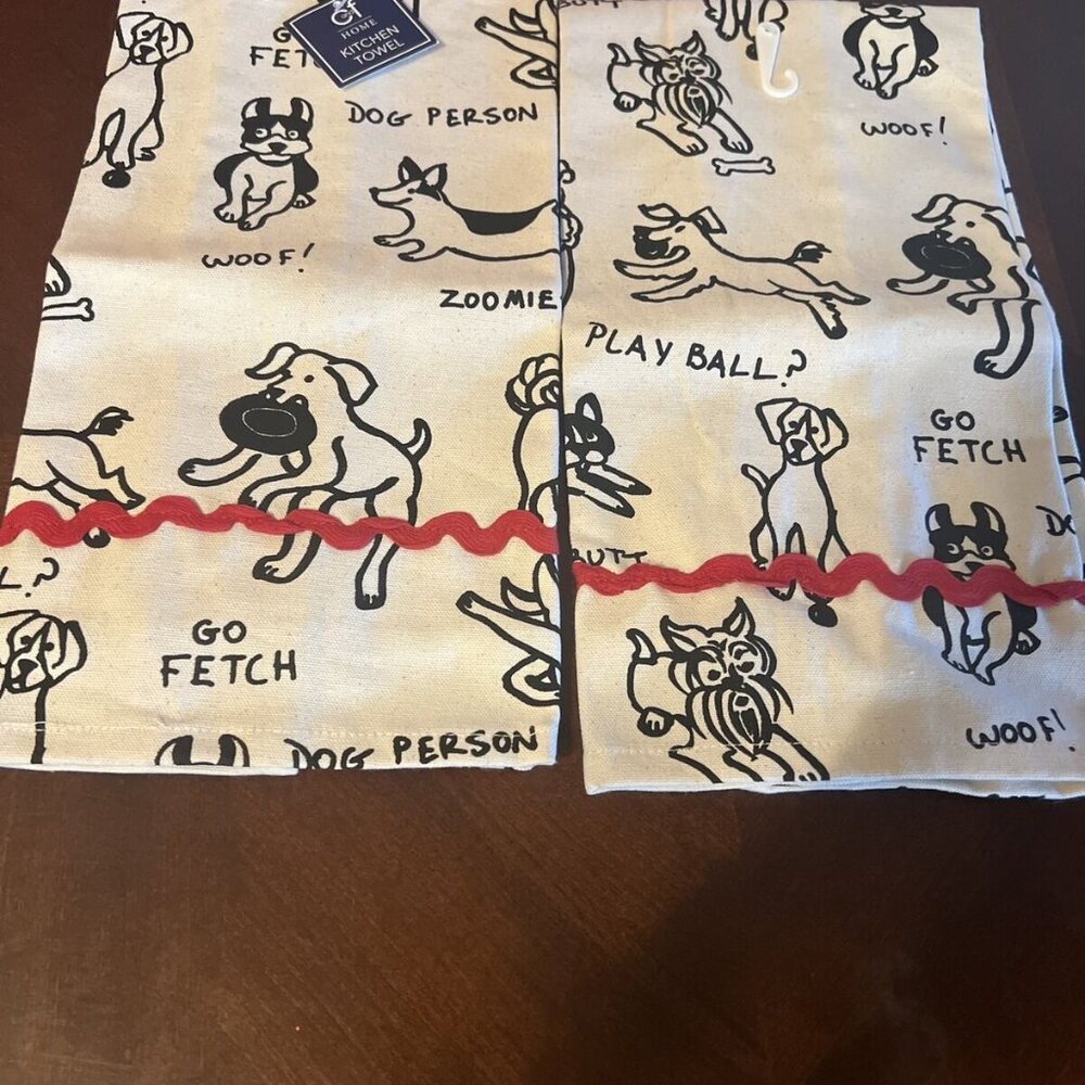 C & F Home  Dog Person Rick Rack 100% Cotton Kitchen Towel 27 x 18"‎